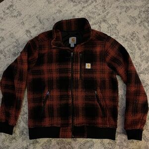 Carhartt Women’s Plaid Fleece Jacket in Red and Black